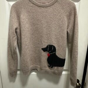 Philosophy Cashmere Beige Sweater with Dauschand Dog Design. Runs Small